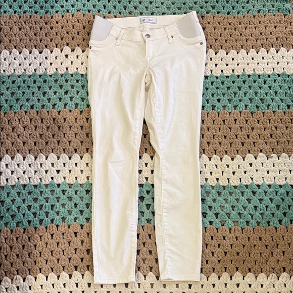 GAP Maternity White Skinny Jeans Adjustable Waist Stretch Womans sz 2 / 26 - Picture 1 of 5